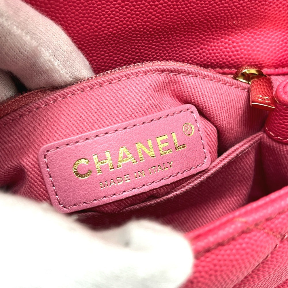 CHANEL AS2215 Coco Handle XXS/Coco 19 2-Way Handbag, Caviar Skin, Coral Pink, Like New — Like New