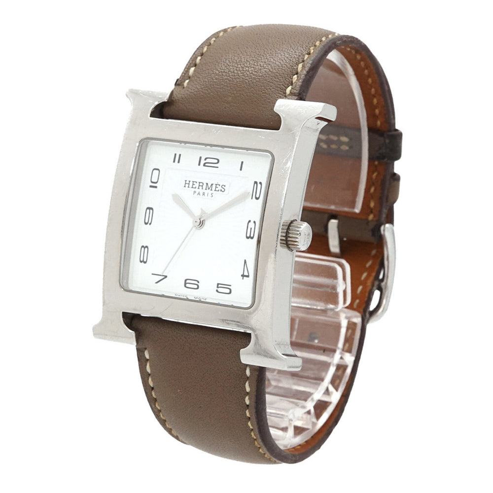 Hermes H-Watch HH1 810 Men's Watch Date White Gray Quartz H — Very Good