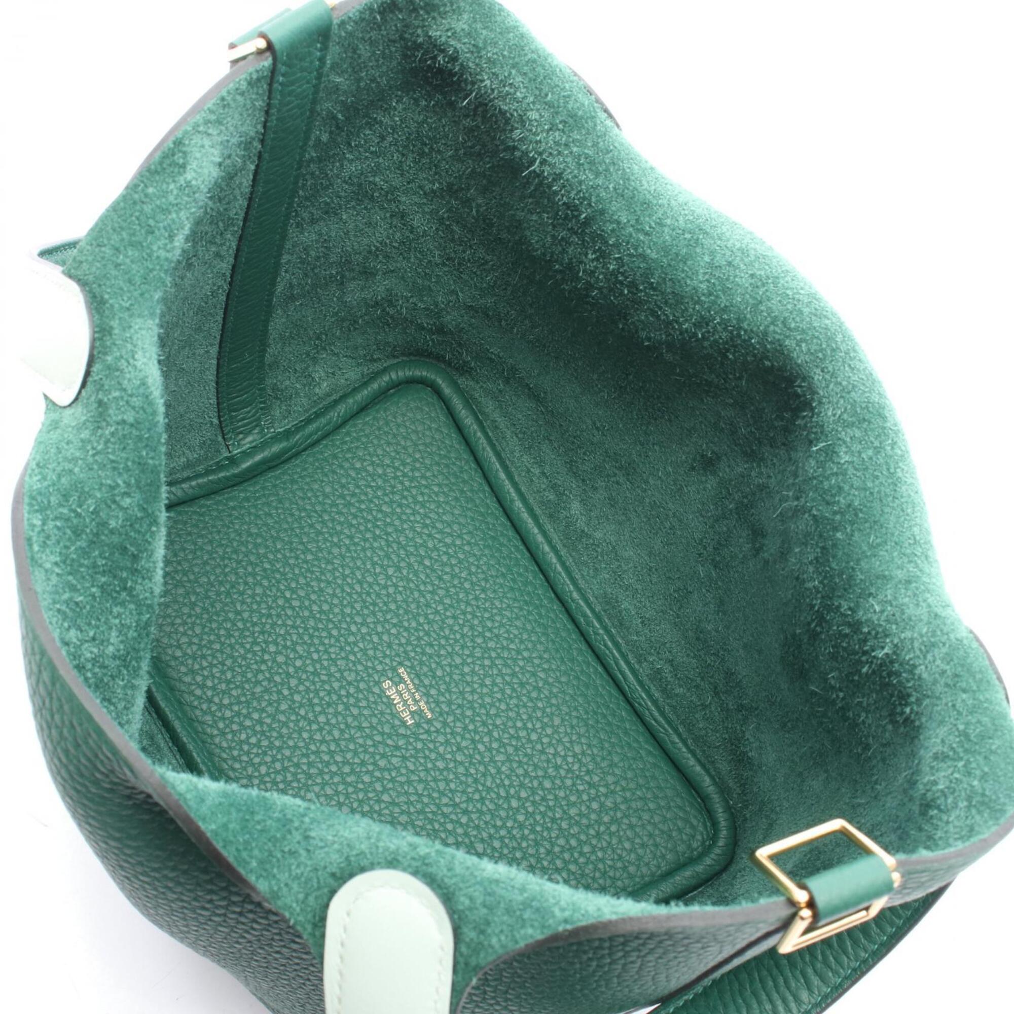 Hermes Picotin Lock Eclat PM Handbag, Leather, Taurillon Clemence, Veau Swift, Women's, Green, Vert Moyen, Peppermint — New - Store Return