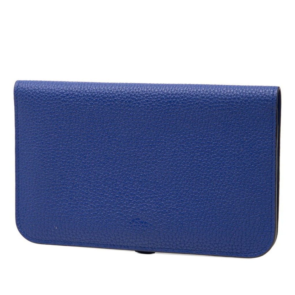 Hermès Dogon GM Long Wallet, Blue, Silver Hardware, Togo, Women's, HERMES