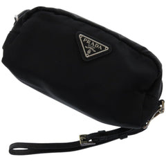 Like new Prada pouch with strap, 1NE175 nylon, silver hardware, black, 0351 PRADA — Like New