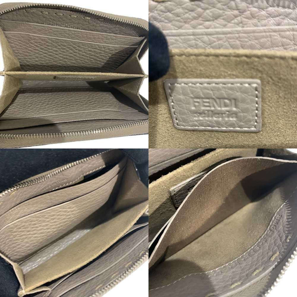 Fendi Seria coin case, card round, gray beige, 8M0313 FENDI