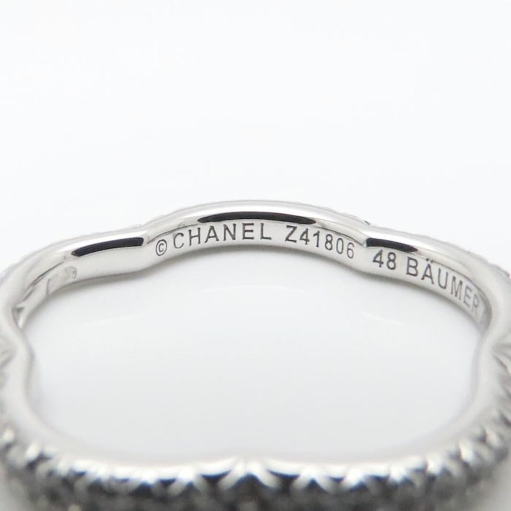 CHANEL Camellia Diamond Eternity Ring, Size #48, 18K White Gold, Women's, J3211 295242 — Like New