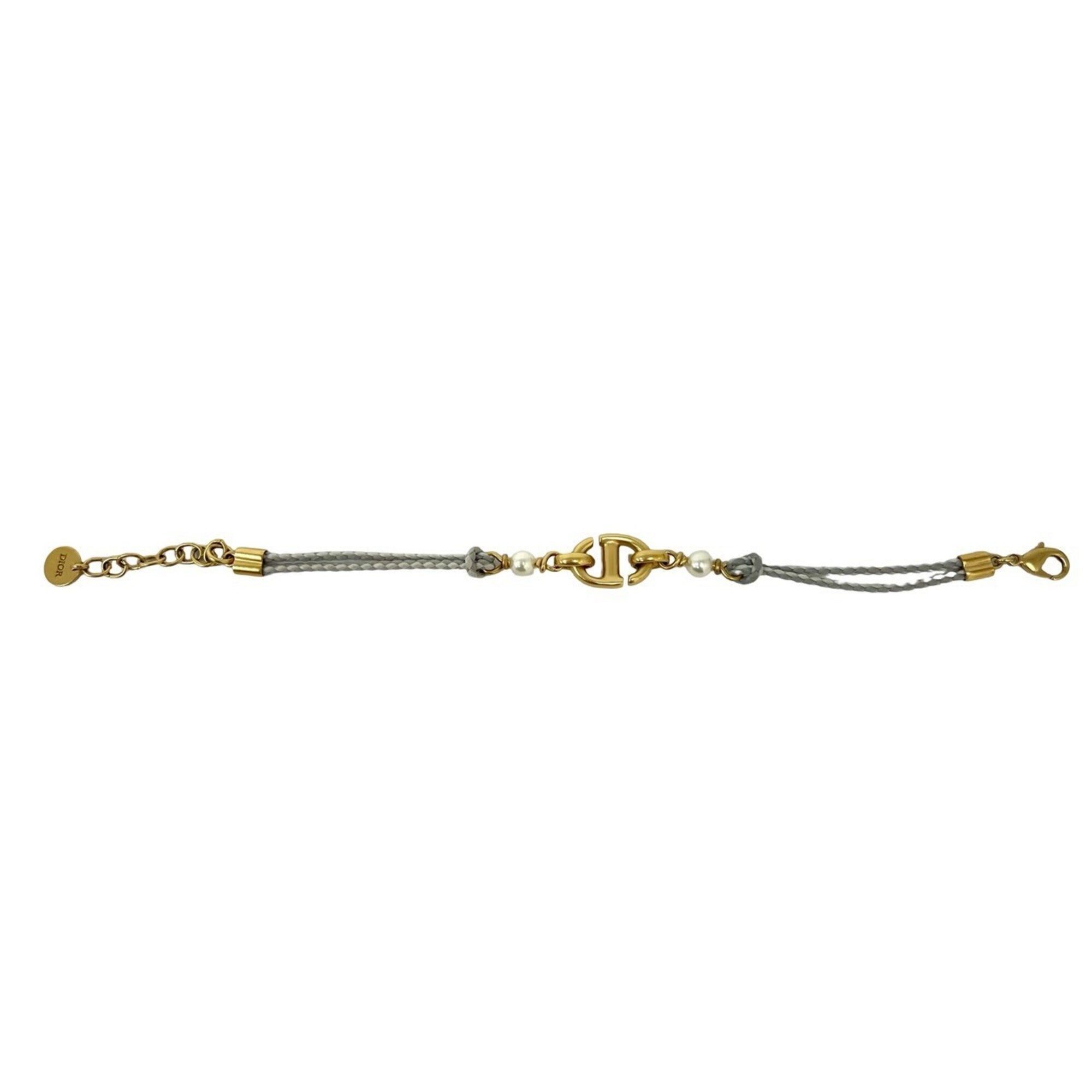 Christian Dior Navy Pearl Bracelet GP Gold Accessory 79703 — Like New