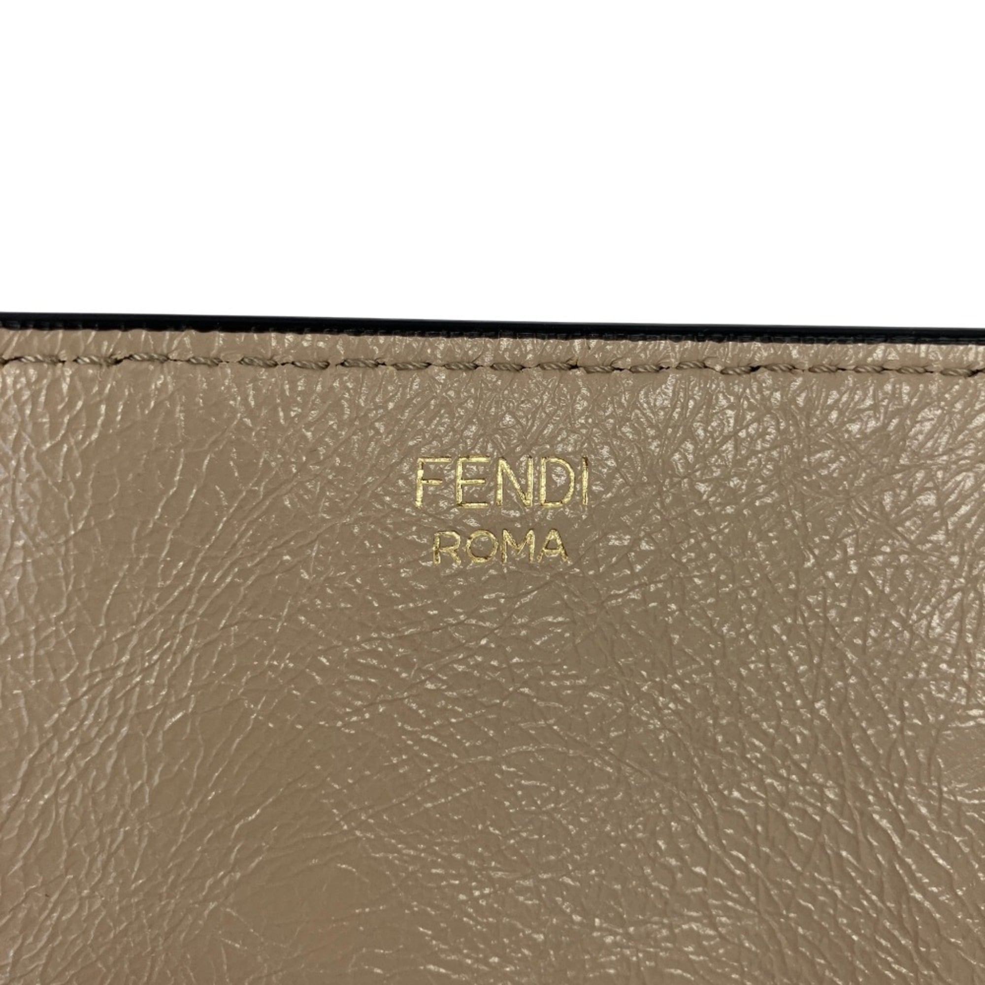 FENDI Flip Leather 3-Way Shoulder Bag 8DT302-A94WA199-0189 Greige Women's — Like New