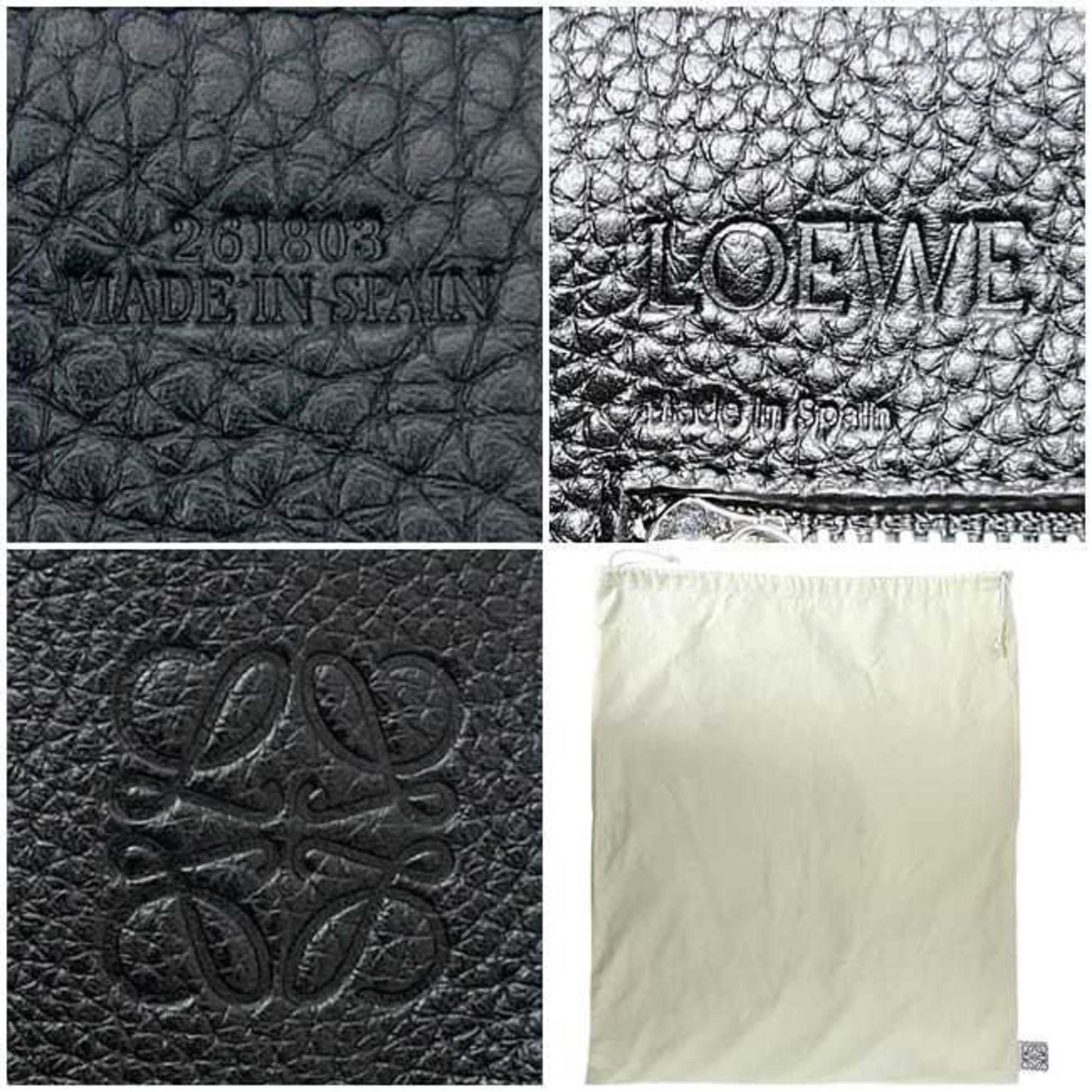 Loewe Tote Bag with Strap Vertical, f-24658, Black Anagram Leather, 061803, Grained A4 Size, Black, Men's/Women's