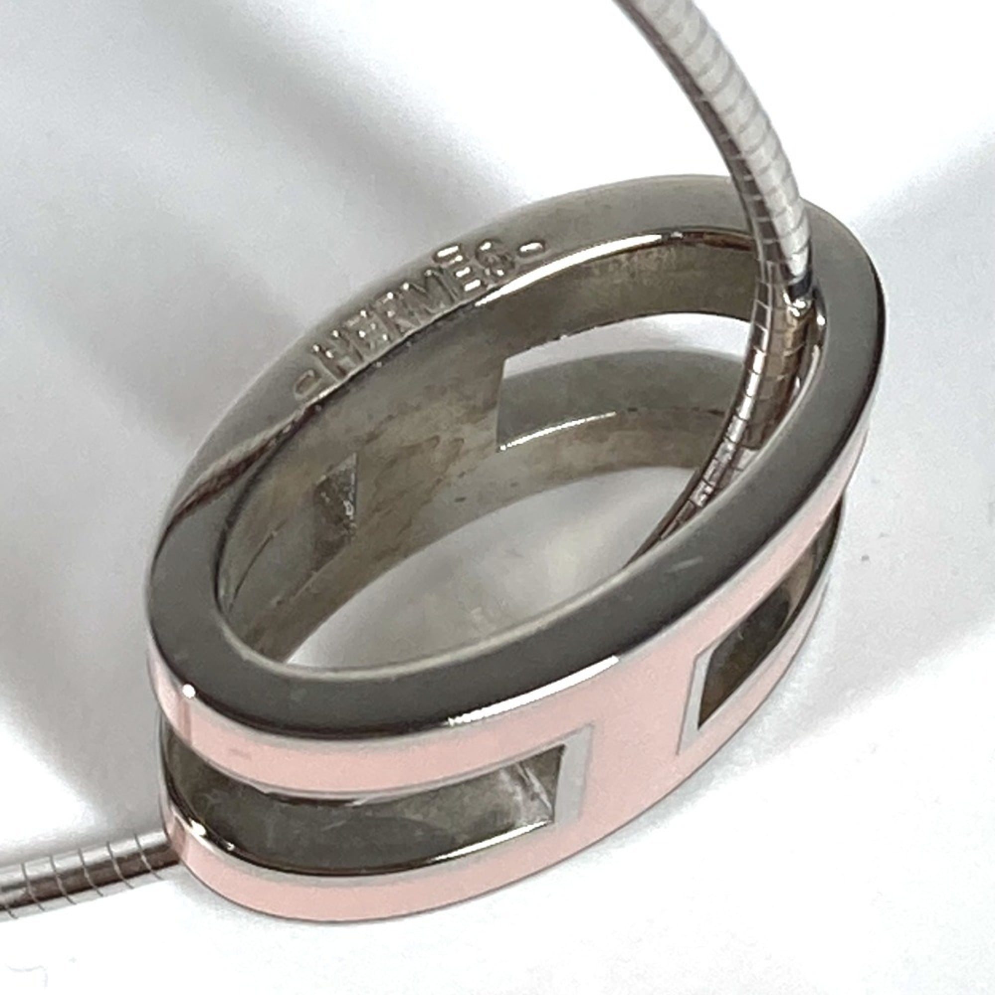 HERMES Hermes Pop H Accessory Necklace Metal Women's Light Pink — Like New