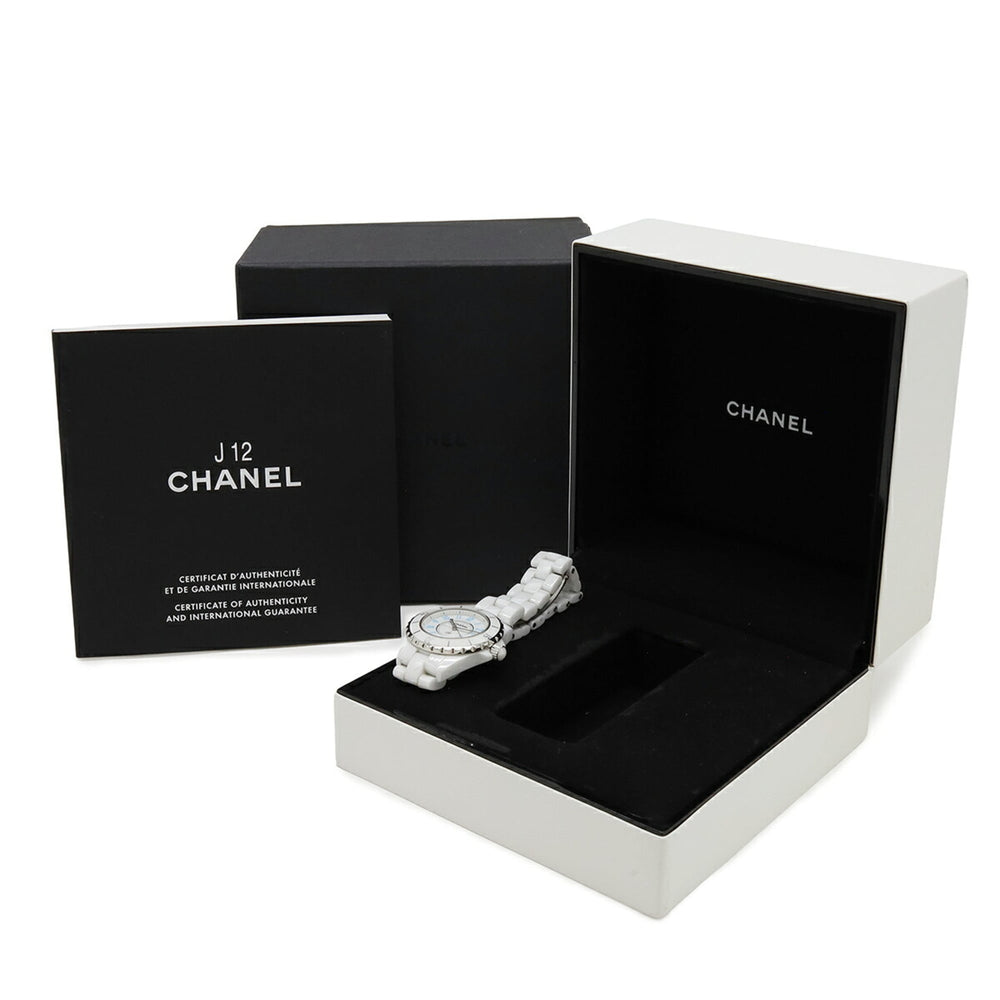 CHANEL J12 Blue Light Limited Edition (2000 pieces) White Ceramic Dial Date Ladies Quartz Watch H3826 — Very Good