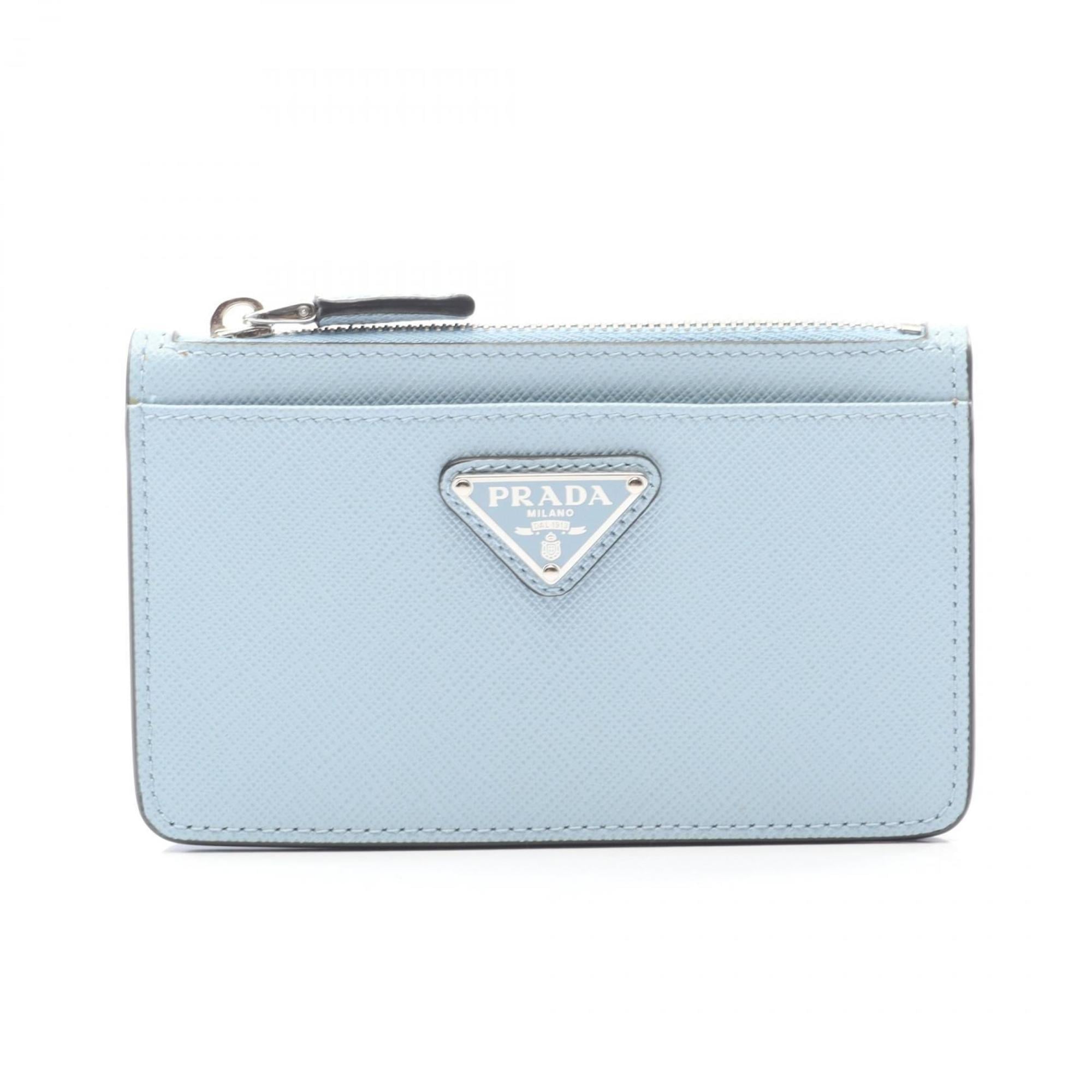 Prada SAFFIANO TRIANGLE Wallet with Coin Purse, Saffiano Leather, Women's, Blue, 2MC084