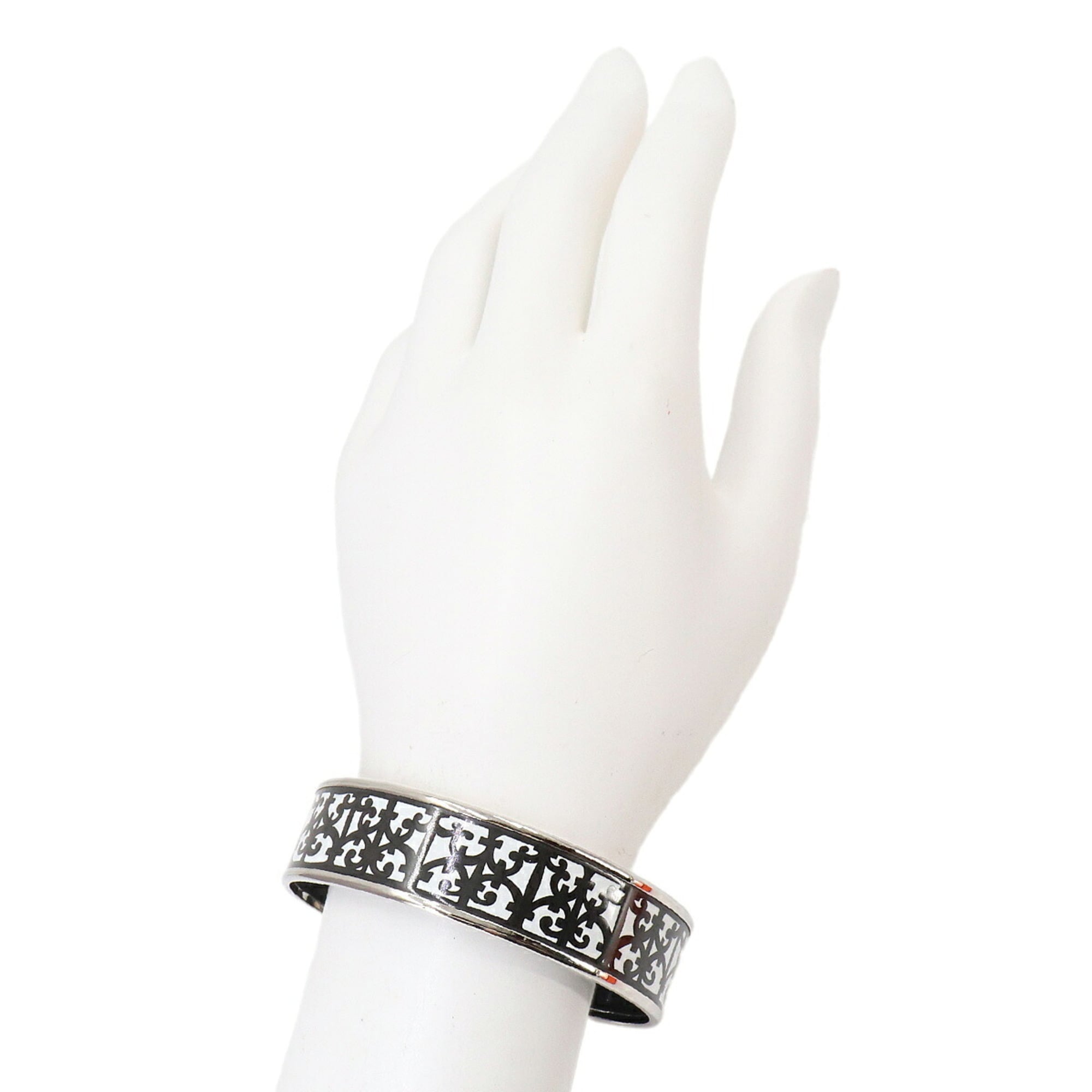 Hermes HERMES Email GM Bangle Bracelet Guadalquivir Black White Silver — New - Store Return