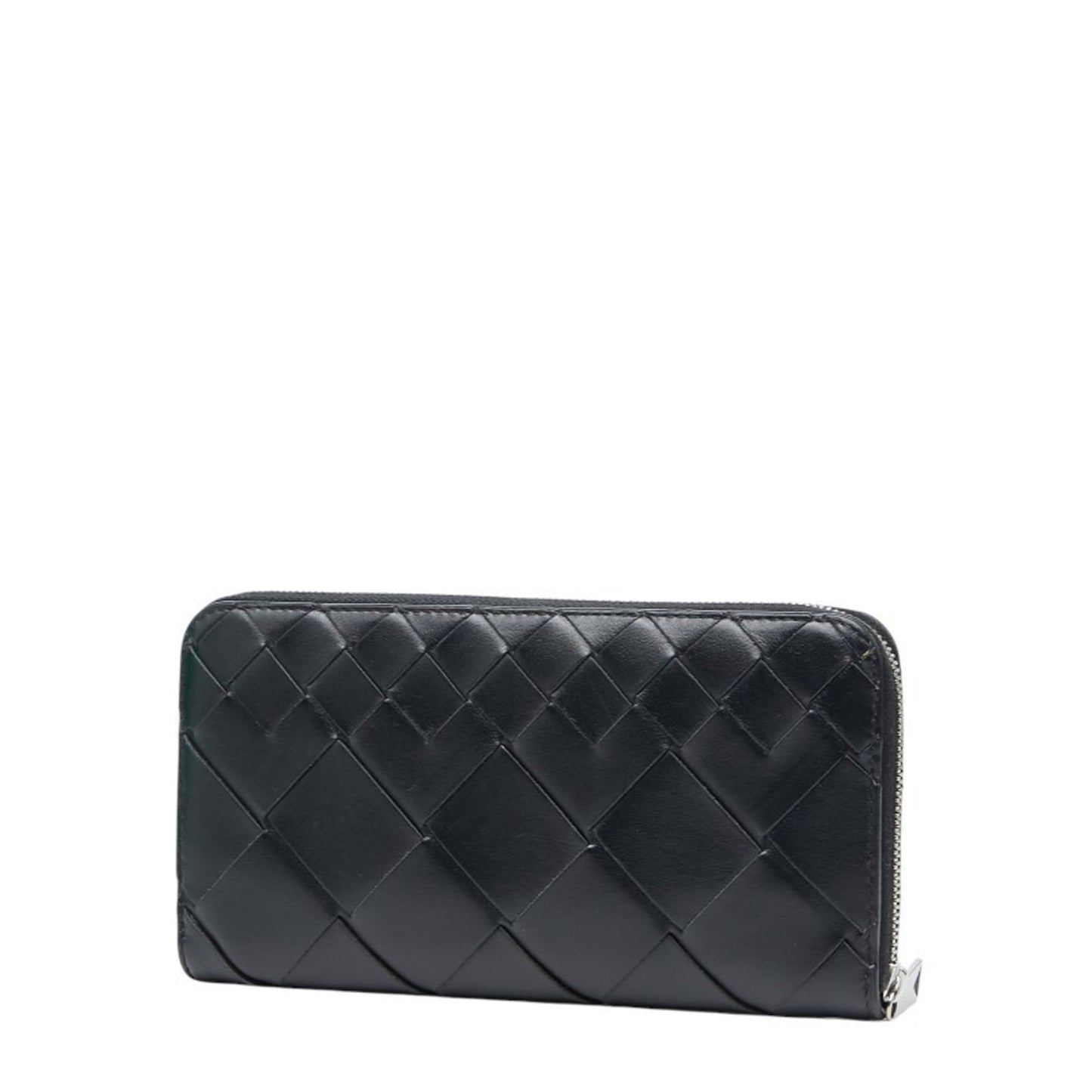 Bottega Veneta Intrecciato Round Zip Long Wallet in Black Leather for Women