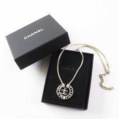 CHANEL Y22X MADEMOISELLE Rhinestone Coco Mark Necklace Pendant Gold with Box for Women — Like New