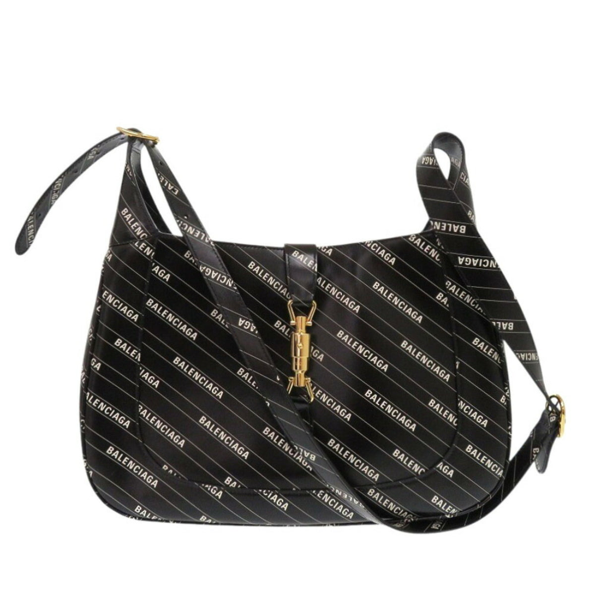 Gucci Jackie 1961 The Hacker Project Balenciaga Collaboration 636712 Leather Black Shoulder Bag 1707GUCCI — Like New