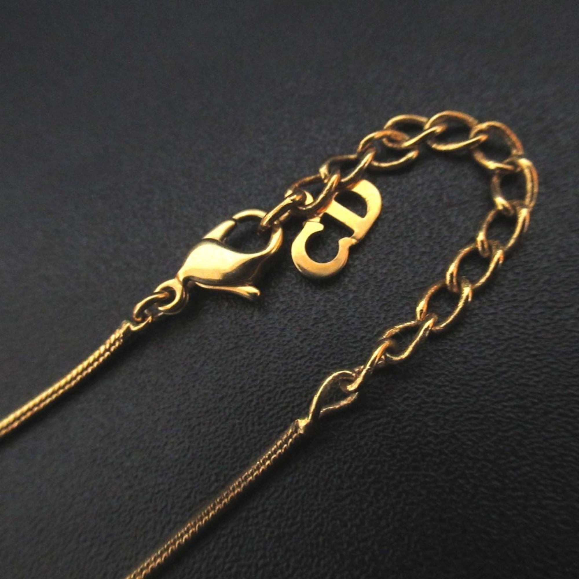 Christian Dior Vintage Snake Chain Logo Bar Necklace, GP Gold, Women's