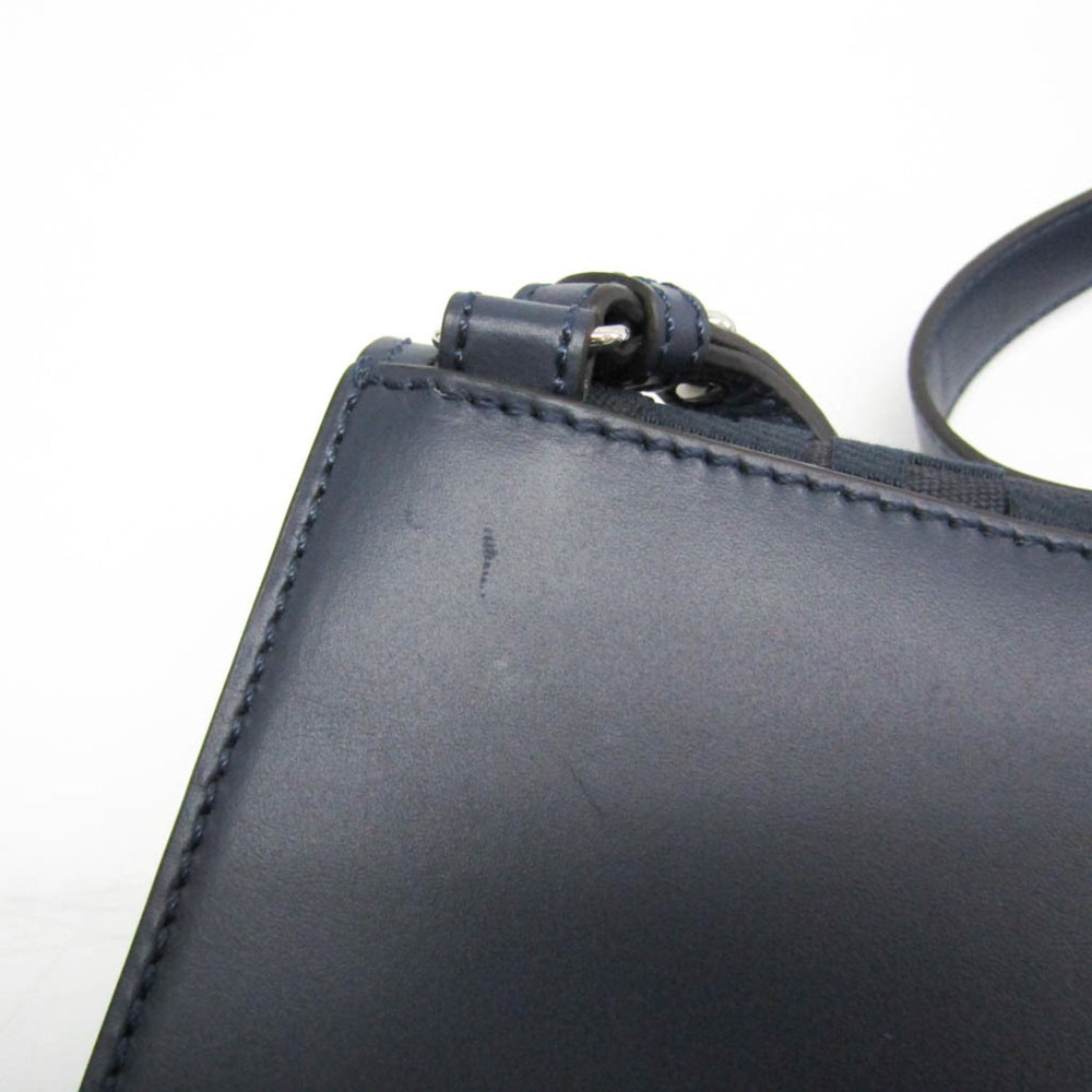 Fendi Flat Baguette Medium 7VA524 Women's Leather,Canvas Shoulder Bag Navy — Like New