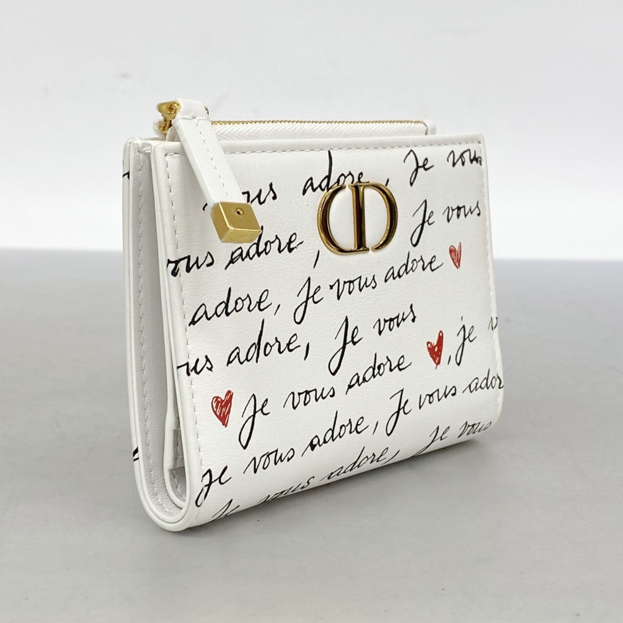 Christian Dior Caro Leather Wallet White Women's