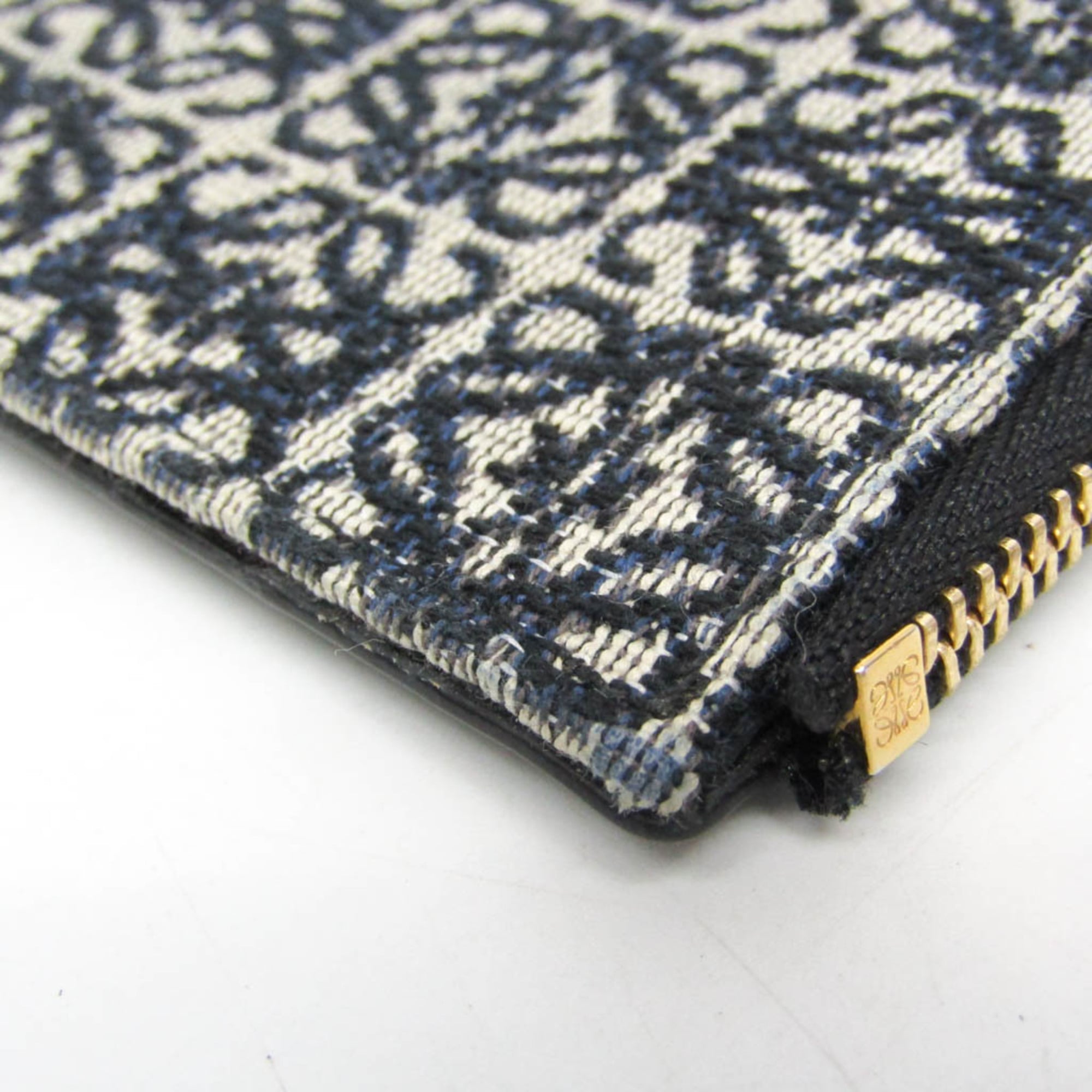 Loewe Anagram Coin Card Holder C604Z40X02 Women's Leather,Cotton Canvas Coin Purse/coin Case Black,Light Beige