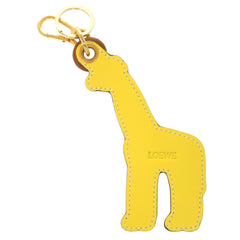 Loewe Giraffe Leather Brown Yellow Keychain Accessory Bag Charm 1062 LOEWE — Like New