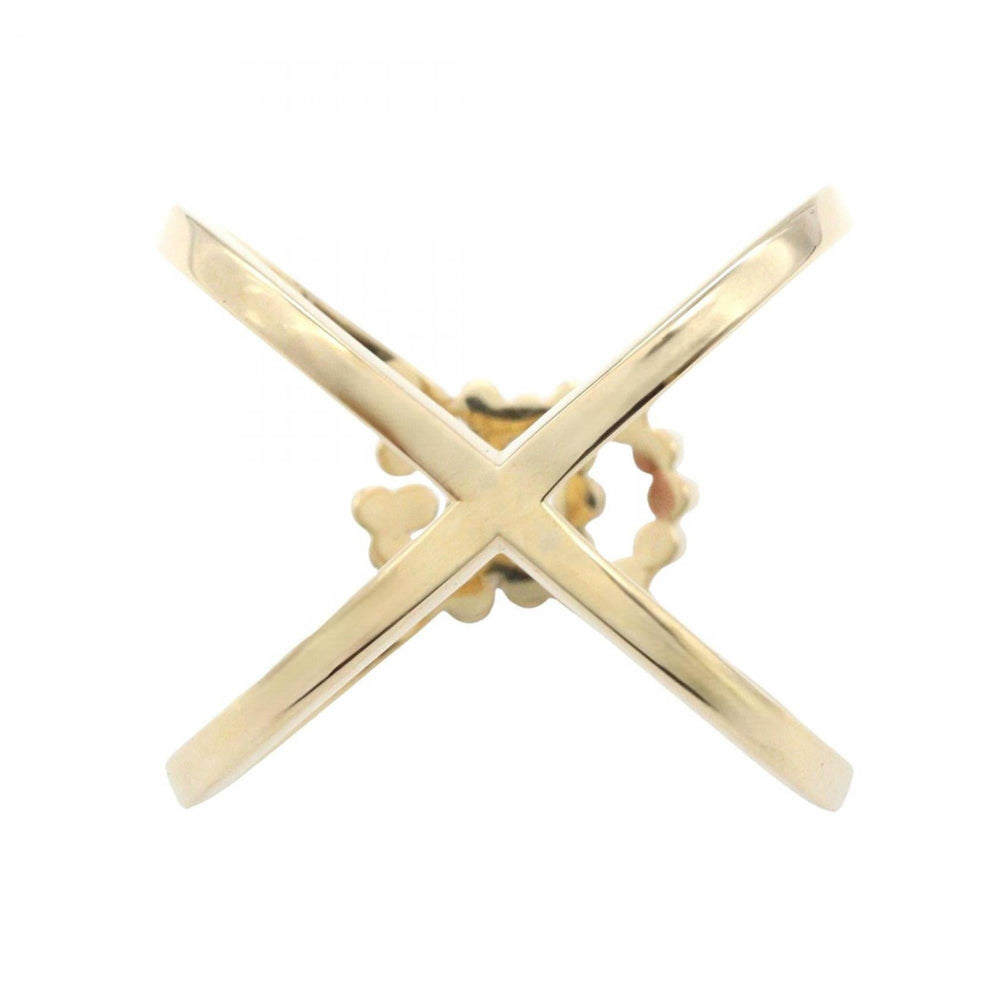 Gucci GG Running Cross Logo Diamond Ring, 18K Yellow Gold, Diamond, Men's, Women's, Clear — Like New