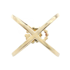Gucci GG Running Cross Logo Diamond Ring, 18K Yellow Gold, Diamond, Men's, Women's, Clear — Like New