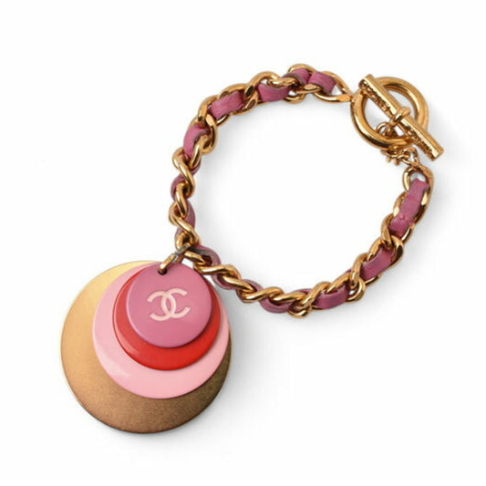Chanel Bangle/Chain Bracelet CHANEL CC/Coco Mark Pink Multi/Gold 01