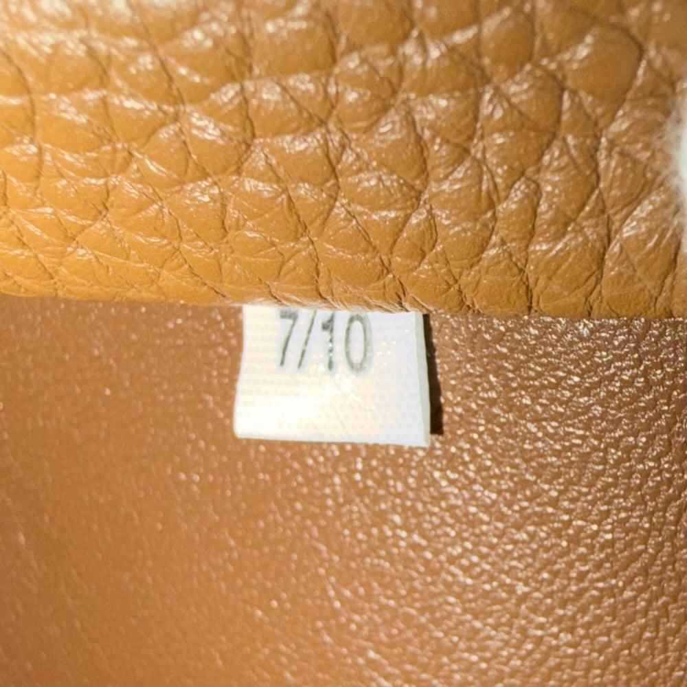 PRADA 1BA349 Mini Handbag, Leather, Metal Lettering Logo, Caramel Brown, Made in Italy, Women's, Very Popular, Highly Recommended ◎ — Like New