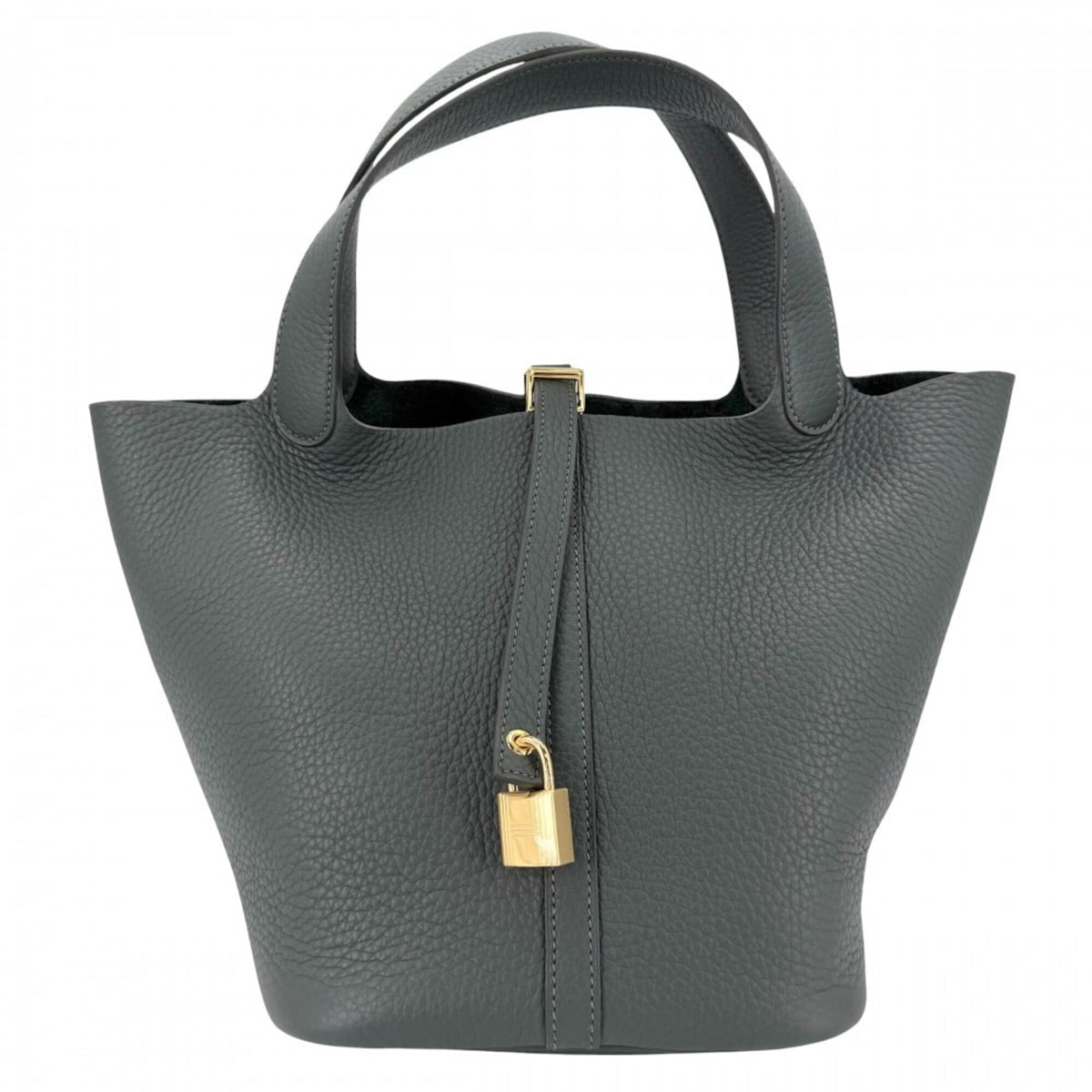 Hermes Picotin Lock MM handbag for women, dark green, HERMES K stamp, Taurillon Clemence leather, Vert Mangrove, gold hardware, 2025 model — Like New