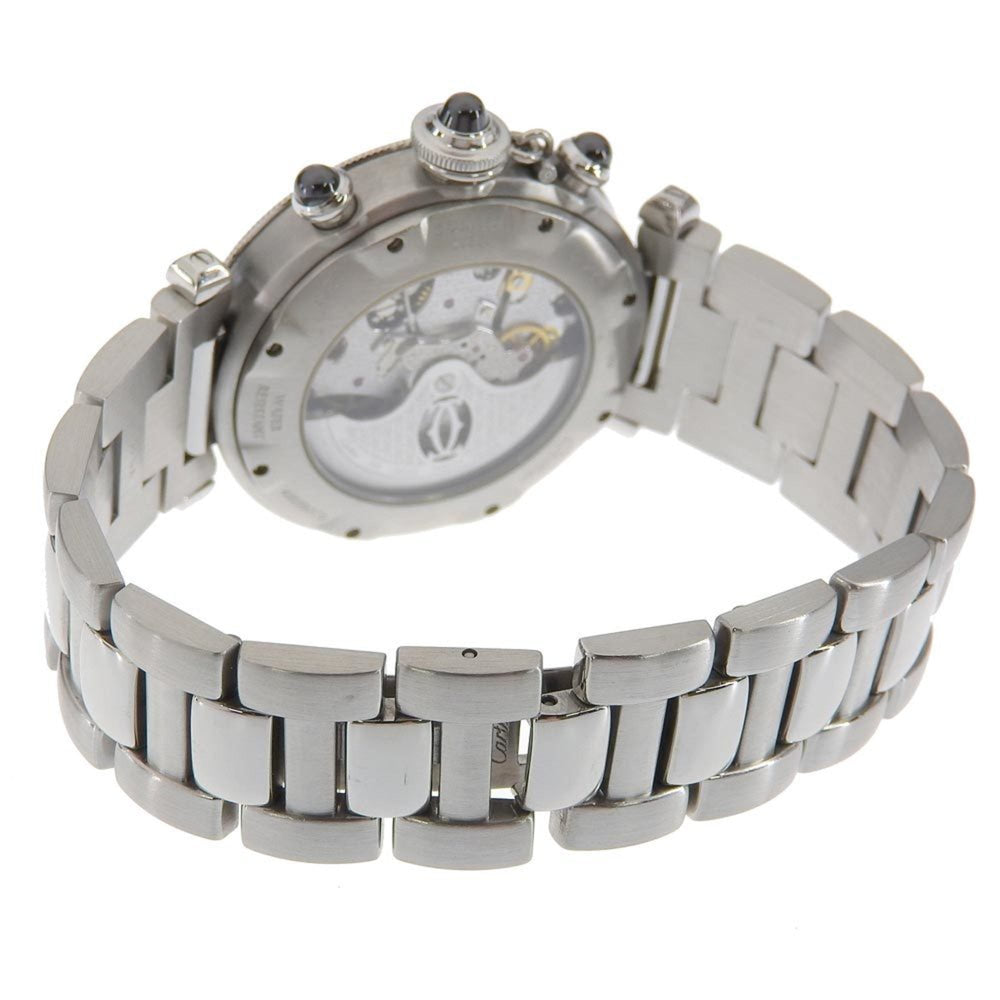 Cartier Pasha Men's Watch, Caliber 205, W3107355, Stainless Steel, Automatic Chronograph, Gray Dial, See-Through Back — Good