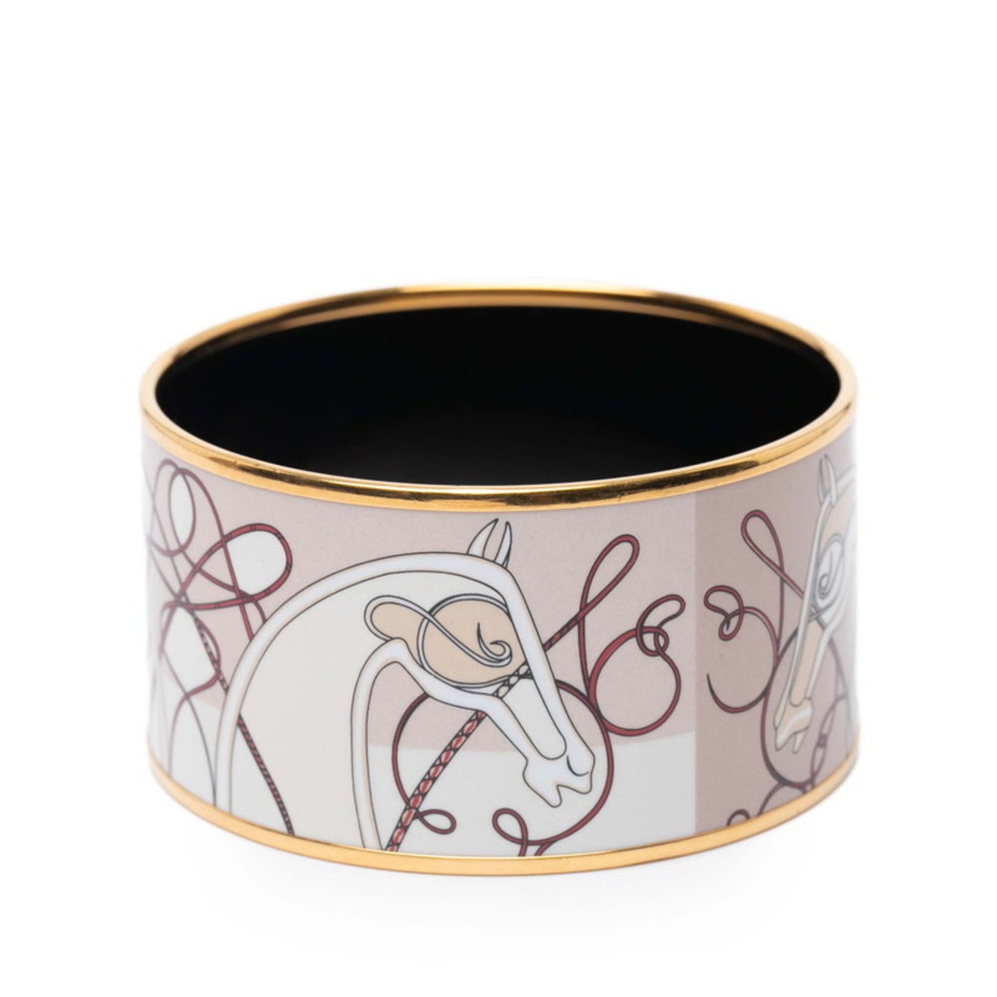 Hermes Coup de Fouet Horsewhip Motif Bangle in Gold, Beige, and Multicolor Plated for Women