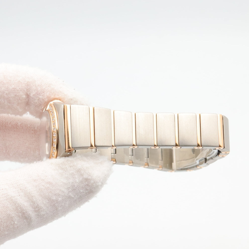 Omega Constellation Star Blue Diamond Bezel Watch, 18K Pink Gold (PG) Stainless Steel, Diamond, Ladies', White/White Mother-of-Pearl, 123.25.24.60.05.002 — Very Good