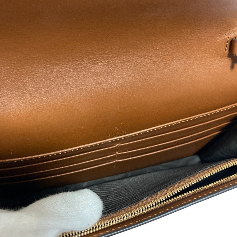 GUCCI GG Matelasse Leather Wallet, Chain Shoulder Bag, 723787, Brown, Women's — Like New