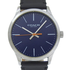 Coach watch CA.118.112.1640, stainless steel, quartz, analog display, blue dial, men's — Very Good