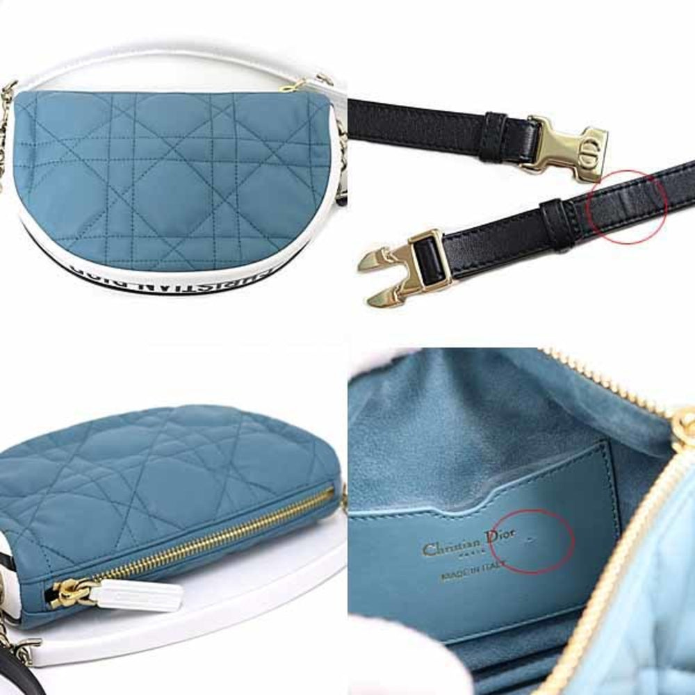 Christian Dior DIOR VIBE Vibe Small Hobo Bag Cannage Lambskin Blue S — Like New