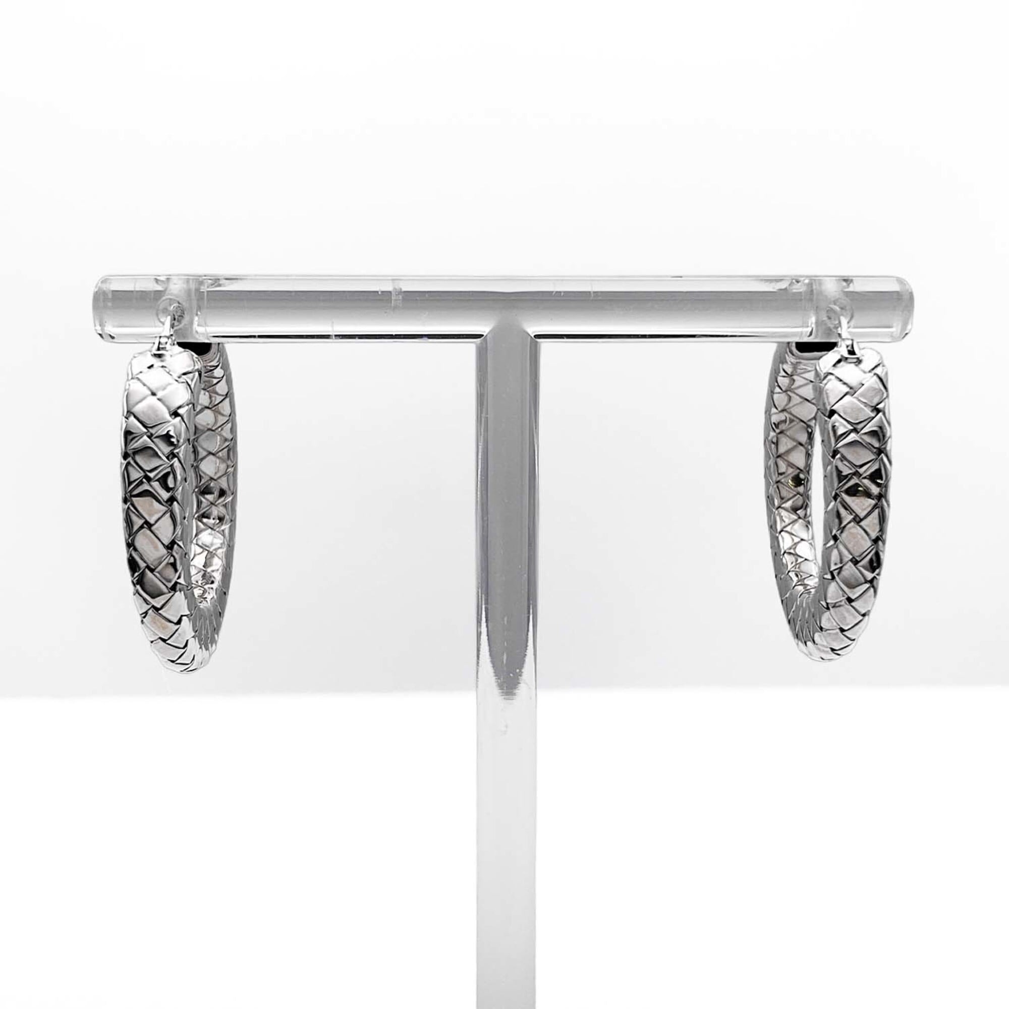 BOTTEGA VENETA Intrecciato Round Earrings, SV925 Silver, Men's & Women's — Like New