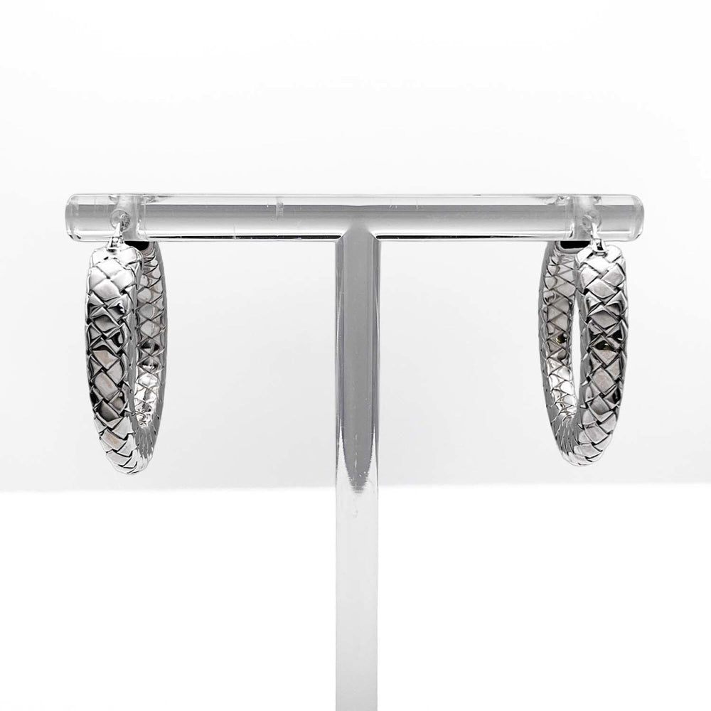BOTTEGA VENETA Intrecciato Round Earrings, SV925 Silver, Men's & Women's — Like New