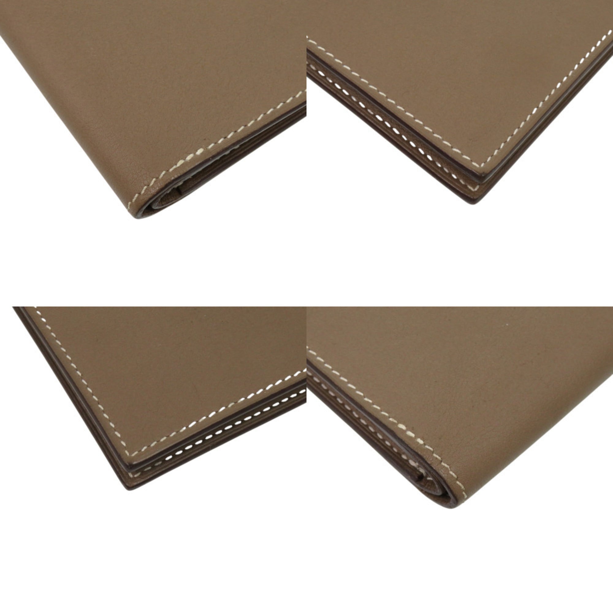 Hermes Excellent condition Hermès MC2 Citizen Twill Compact Swift Leather Etoupe Brown Bi-fold Wallet 1089