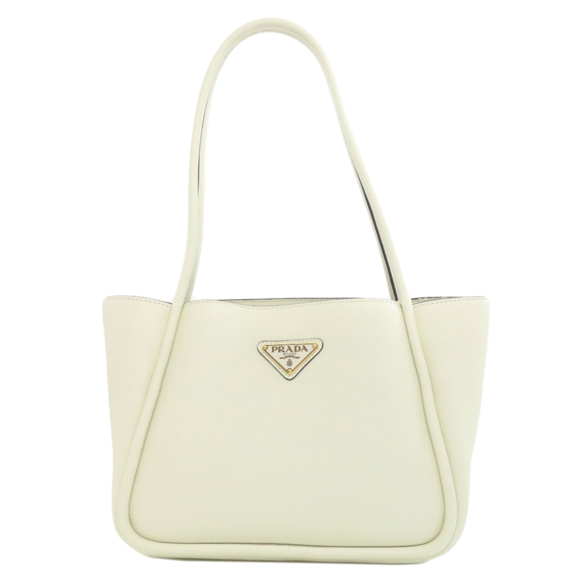 Prada Logo Metal Tote Bag Calfskin Women's PRADA