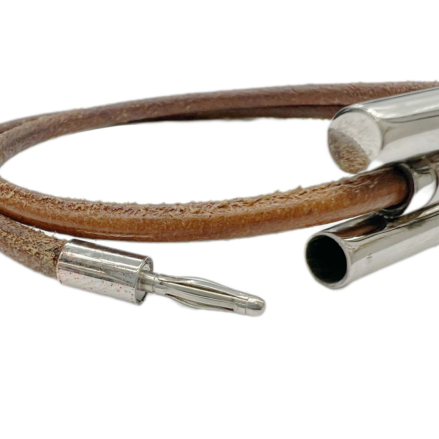 HERMES Turni Bracelet Brown Leather Ladies