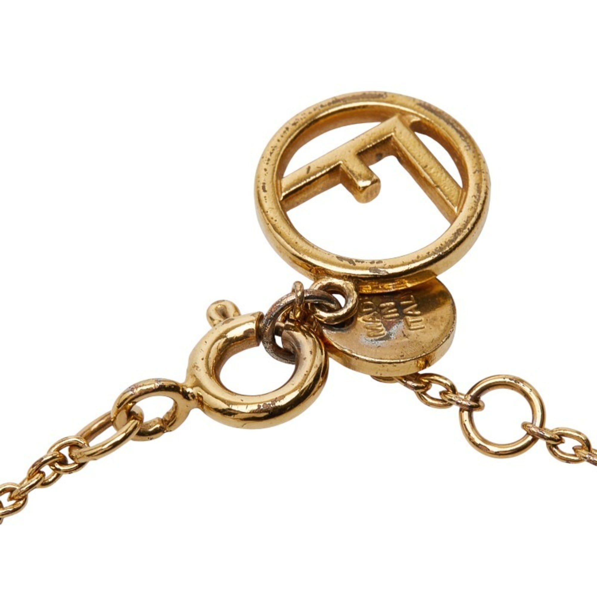 Fendi F Is Bracelet Gold Plated Rhinestones Women's FENDI