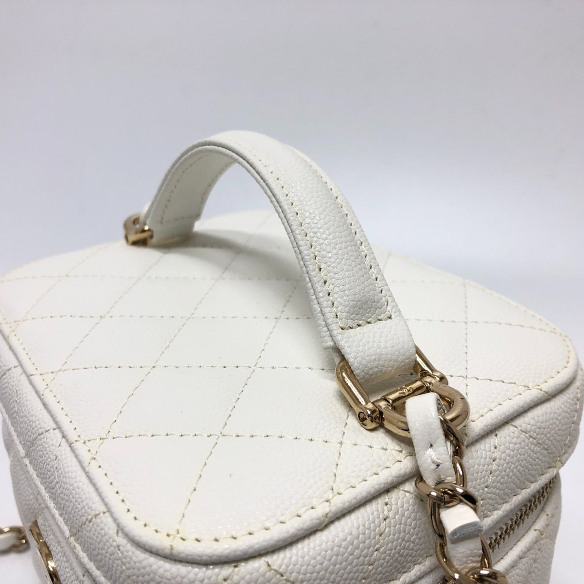 CHANEL AS3171 Coco Mark CC Vanity Bag Chain Handbag Shoulder Caviar Skin Women's White — New - Store Return