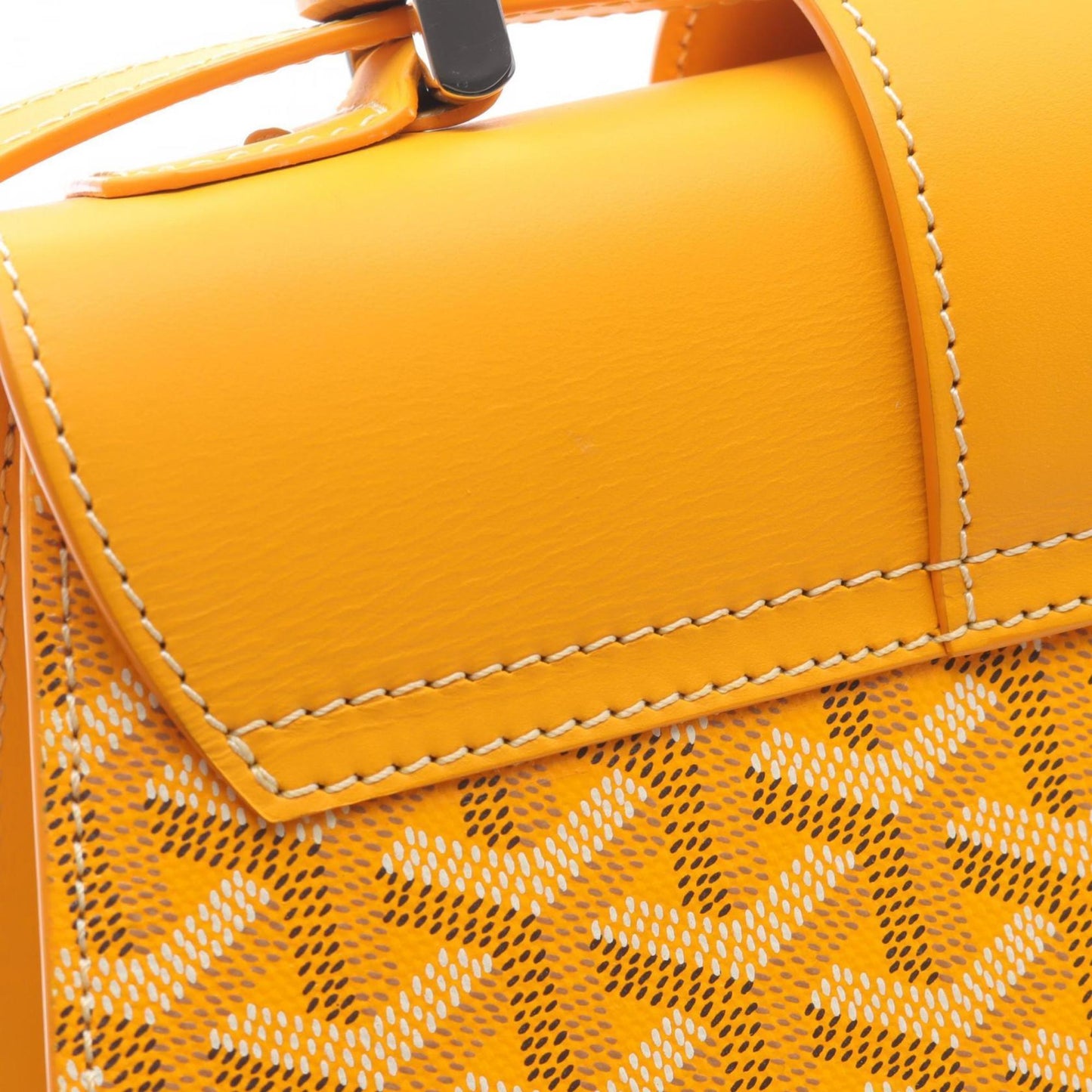 Goyard Saigon PM handbag in coated canvas and leather, available multicolored yellow.