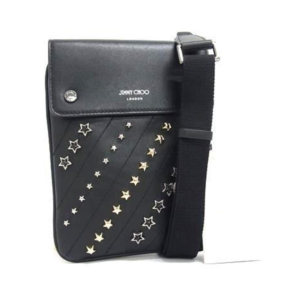 JIMMY CHOO KIMI MESSANGER RCX Shoulder Bag - Black Leather with Star Studs for Men and Women — Like New