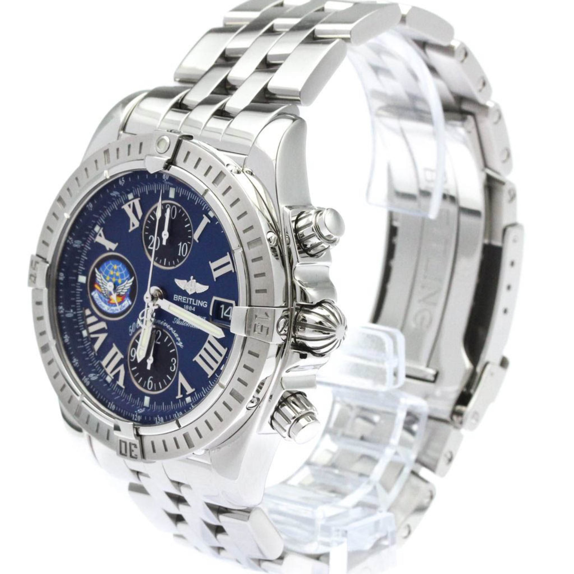 BREITLING Chronomat Evolution Blue Impulse Mens Watch A13356 Polished — Very Good