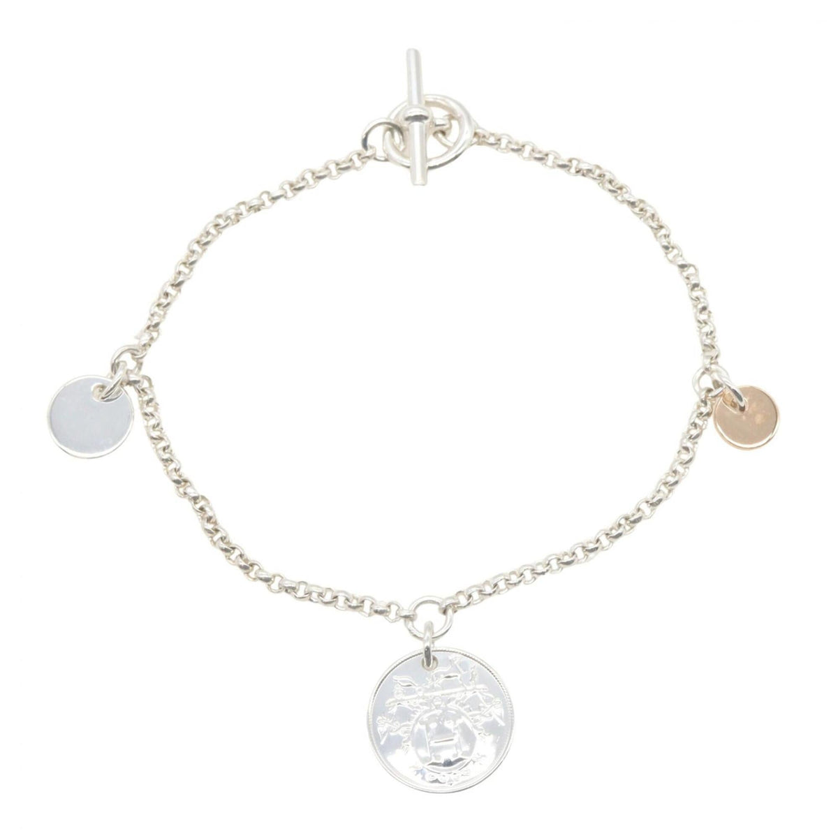 Hermes Ex-Libris Bracelet - Sterling Silver 925, 18K Pink Gold (PG) Women's Gold/Silver Tone — Like New