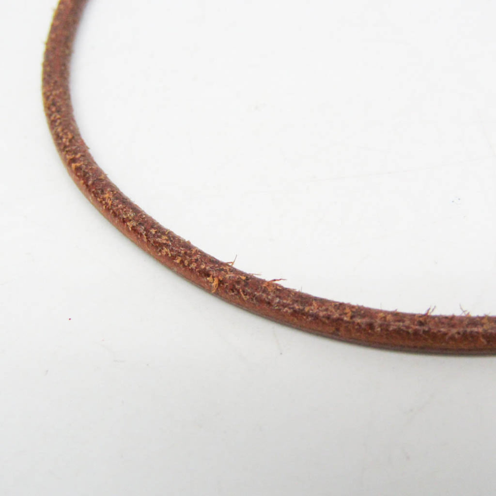 Hermes Kite Choker Leather,Metal Bangle Silver,Brown