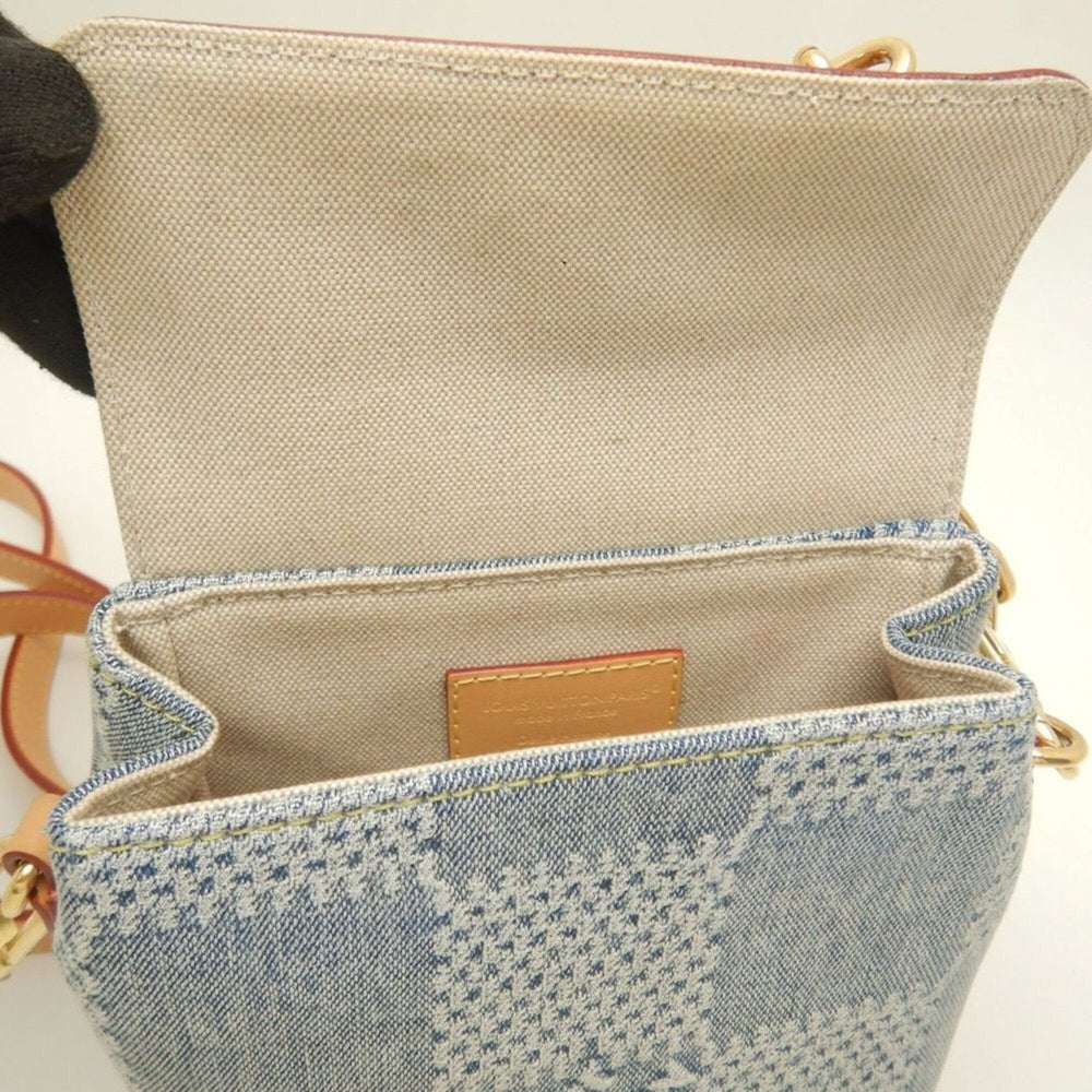 LOUIS VUITTON Damier Denim 3D Nano Steamer N40751 2024 Pre-Fall Shoulder Bag Blue Men's 253964 — Like New