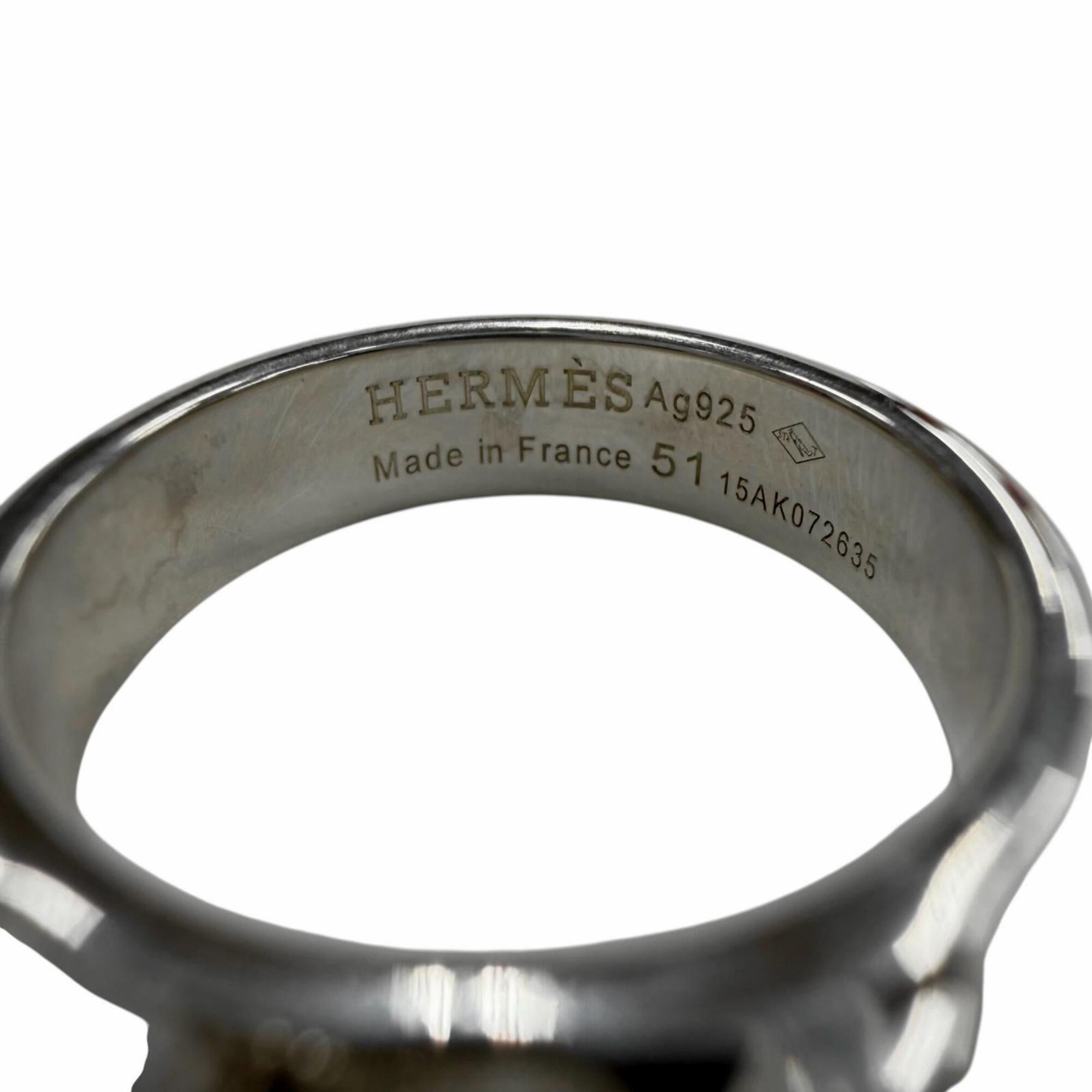 HERMES 15AK072635 Collier de Chien PM AG925 Ring, Silver, Size 51, with Box, Made in France, Weight 4.3g, Men's/Women's Pants — Like New