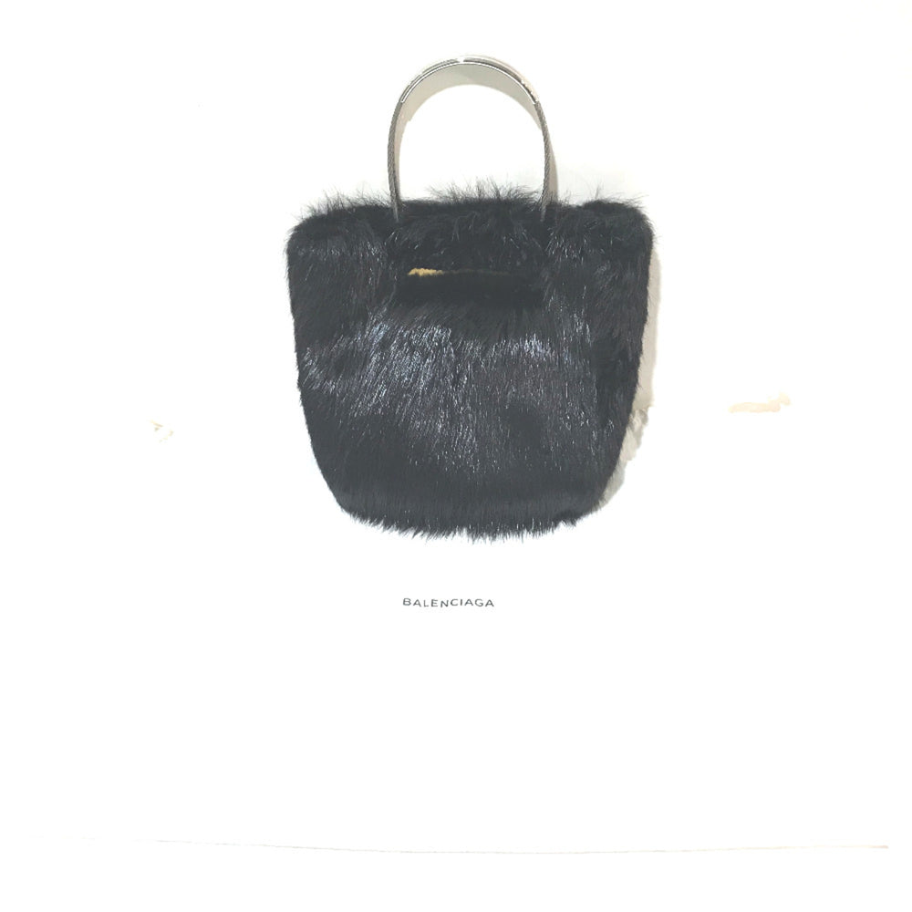 Balenciaga cable bag fur tote Hand Bag Black — Like New