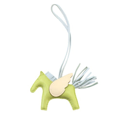 Hermes Rodeo Pegasus PM Accessory Bag Charm, Agneau Milo Jaune Bourgeon Blue Brume Nata, Z Stamp — New - Store Return
