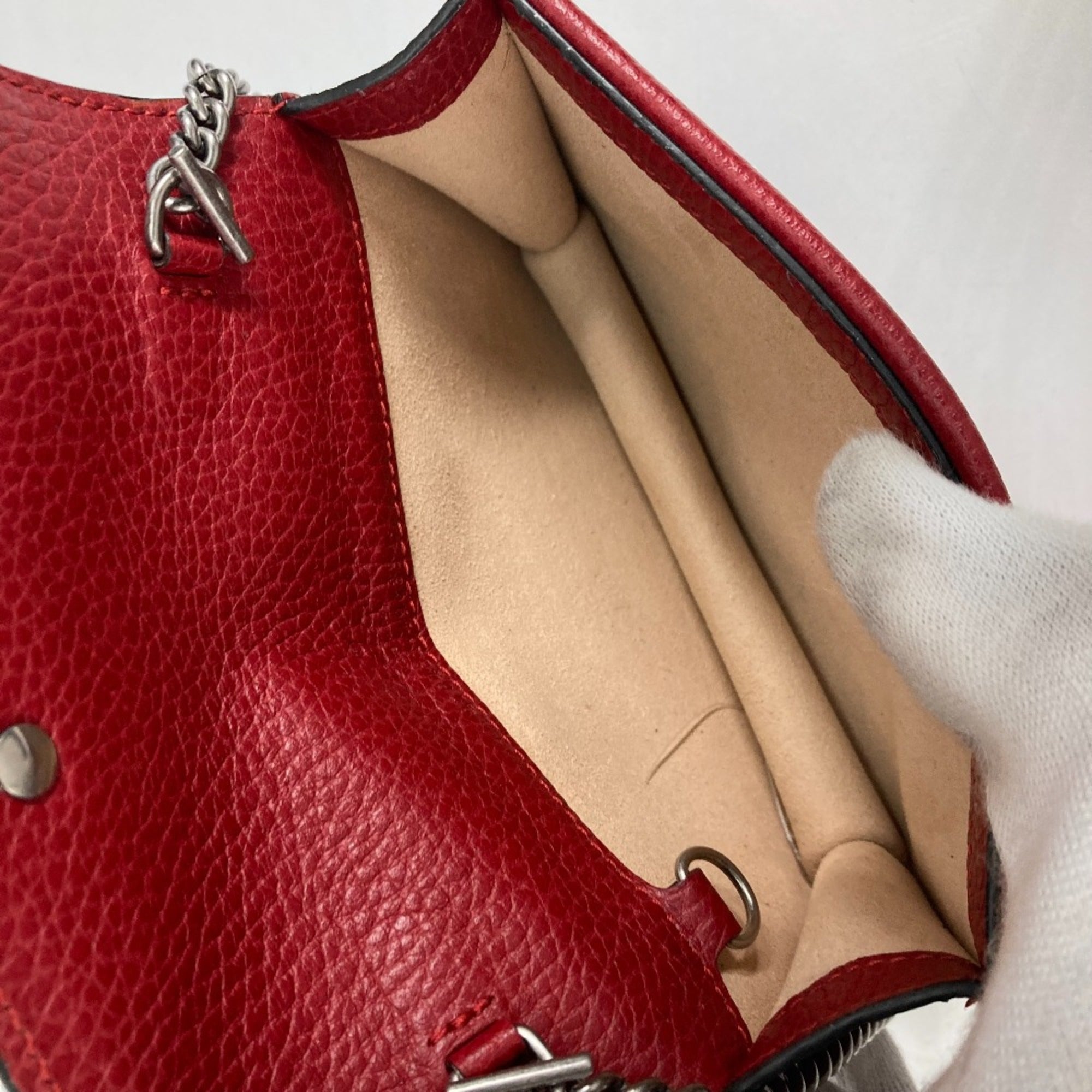 Gucci 476432 2WAY Bag Pouch Clutch Bag Chain Crossbody Shoulder Bag Red — Like New